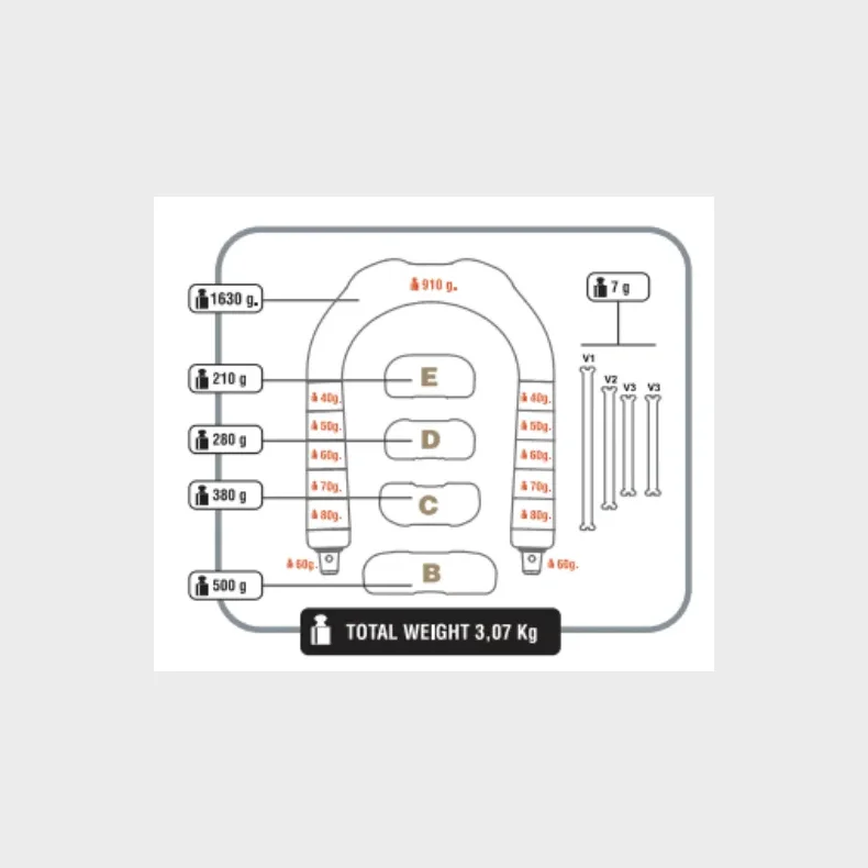 D&D halsvgt - 3 kg - Sort