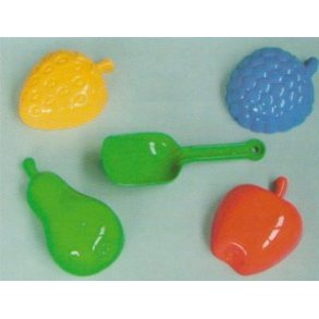 Sandforme - 4 styk frugt + skovl