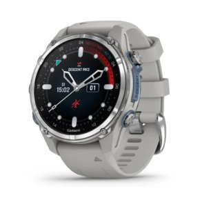 Descent Mk3 - 43mm, Rustfrit stl med silikonerem i Fog Grey