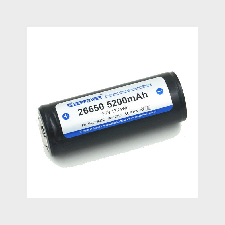 5200 mAh KEEPPOWER Li-Ion - 26650 - PCB - 3.7 V